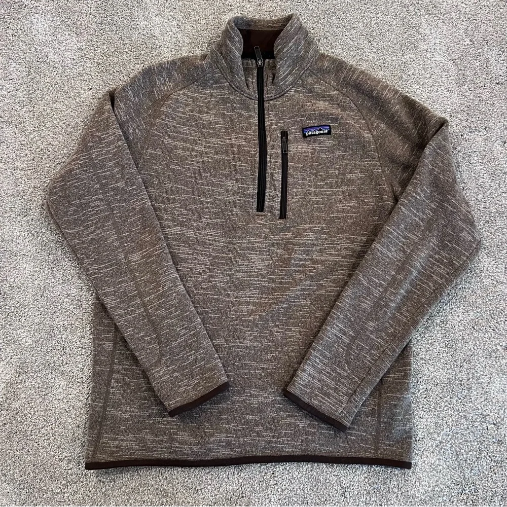 Patagonia Men’s Better Sweater 1/4 Zip Fleece Brown Polyester STY25522 Sz medium